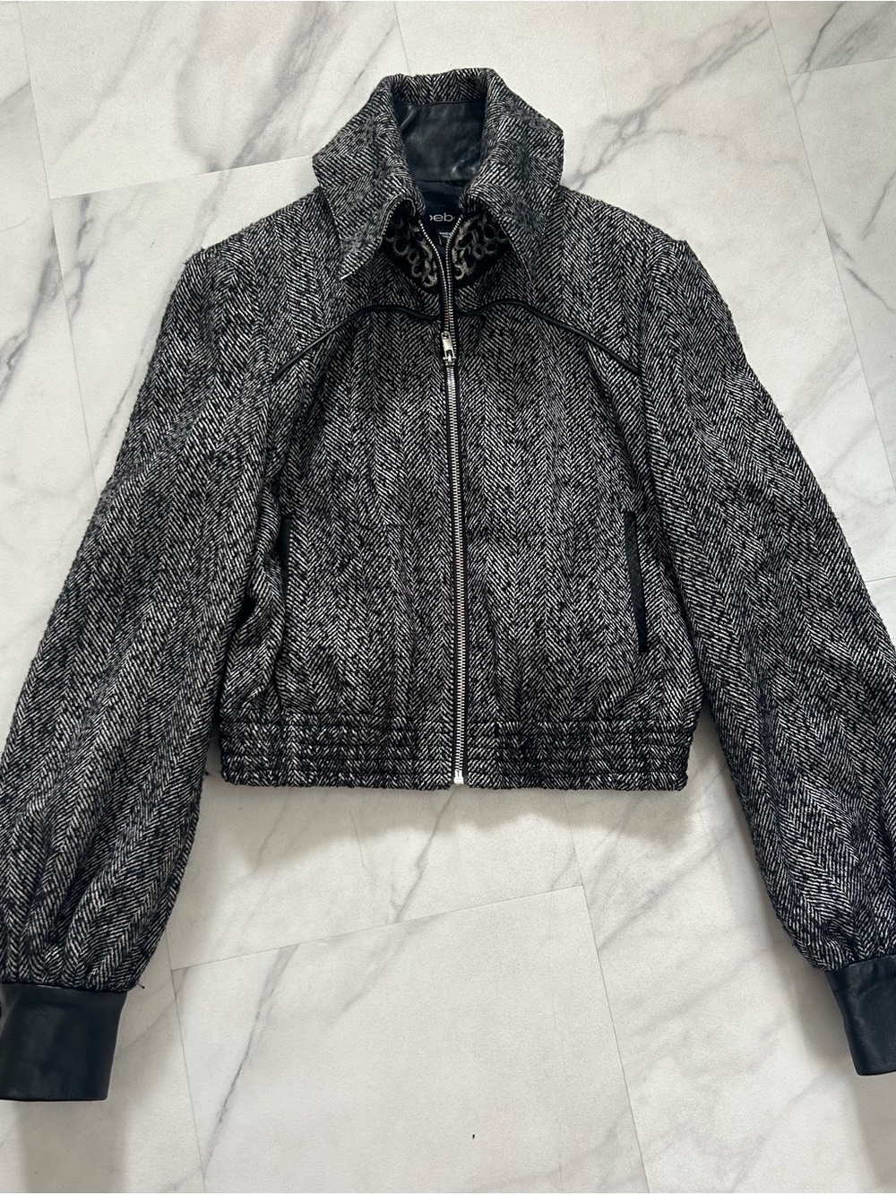 bebe Black & Gray Women’s zip up Jacket